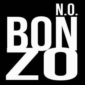 N.O. Bonzo logo with bold, white text on a black background.